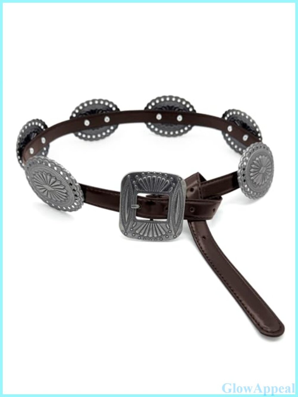Western Concho Belt Faux Leather Silver-Tone Conchos Cowgirl Nashville Outfit